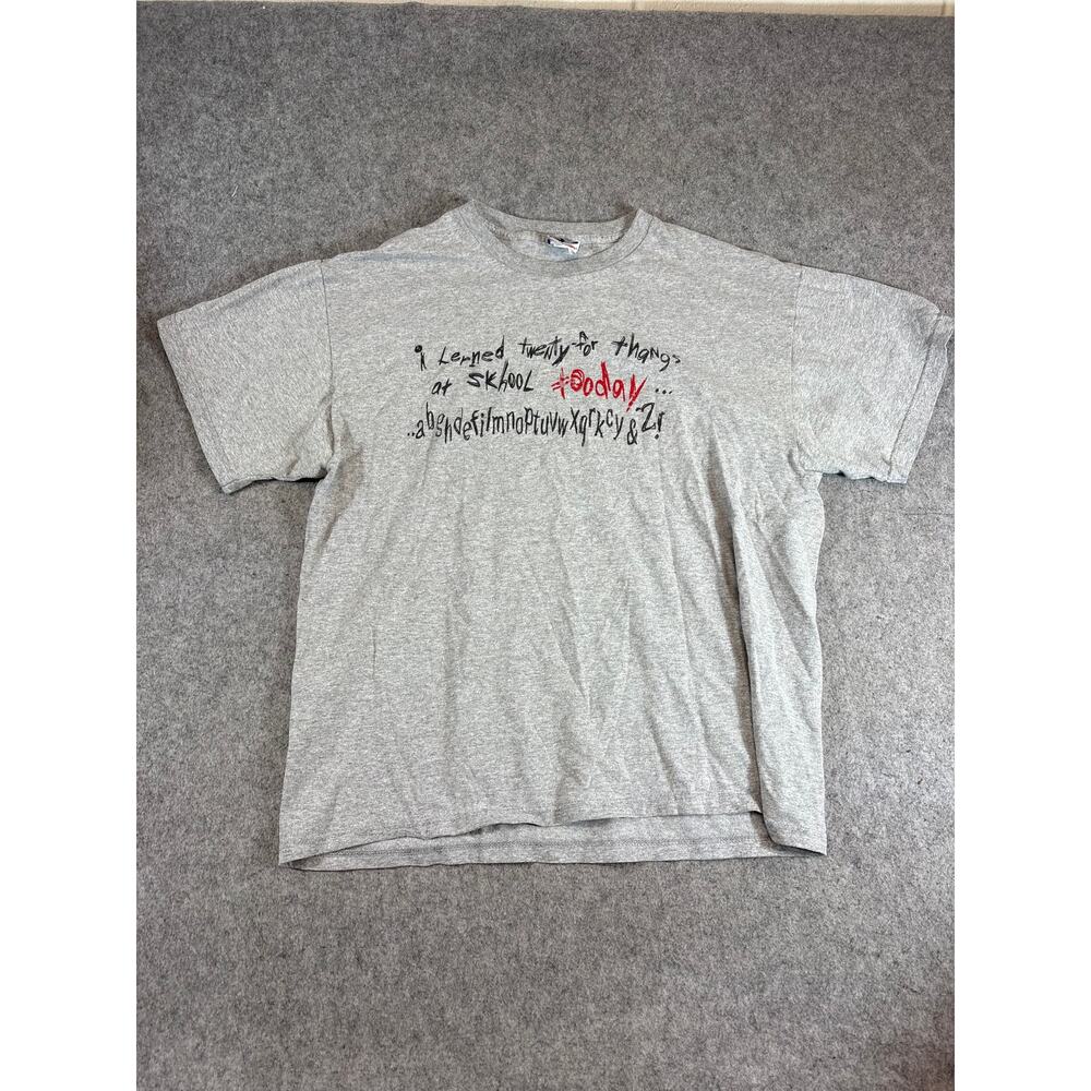 Vintage 90s I Lerned Twenty For Thangs At Skhool Today T Shirt Mens Large Gray
